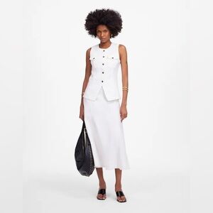 Madewell Women’s Denim High Crewneck Vest White Size 6 NWT #NU424